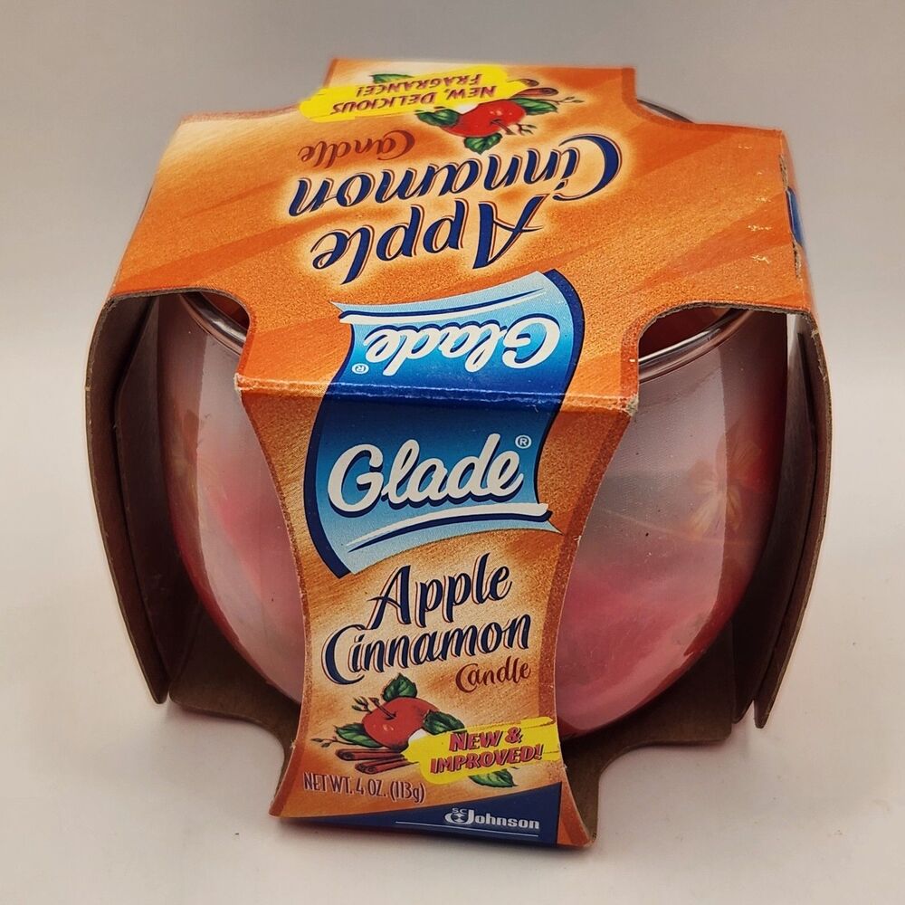 Glade Apple Cinnamon Floral Glass Jar Candle 4 Oz 2002